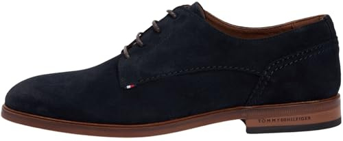 Tommy Hilfiger Uomo Scarpa Derby in Suede, Blu (Desert Sky), 43