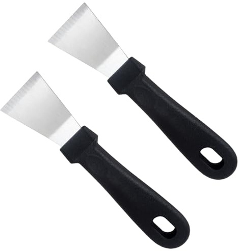 2Pcs Cleaning Scraper, Multifunctional Stainless Steel Stove Scraper Tool, Quickly Removes Dirt Stains, Suitable for Tiles, Walls, Glass, Black Curved