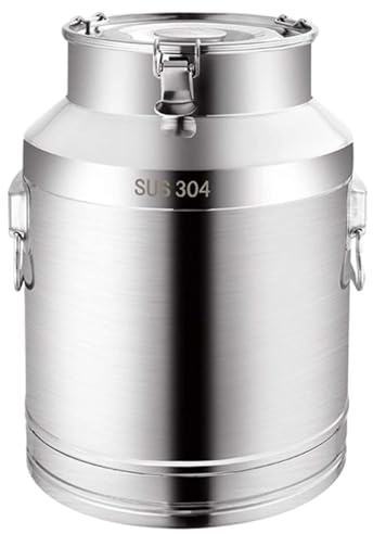 DANNMPX Secchio Latte 304 Acciaio Inossidabile Trasporto Latte Bidoni Barili Secchio Vino Sigillato Latticini Pentola con Fibbia di Blocco Contenitore per Liquidi(42L)