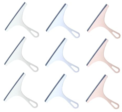 LRXIYODE 9pcs Glass Squeegee Window Wiper for Car and Home Use, Portable and Hangable Glass Scraper Made of Sturdy Pp+tpr, Modern Design Suitable for Cleaning Mirrors and Car Windows Random Color