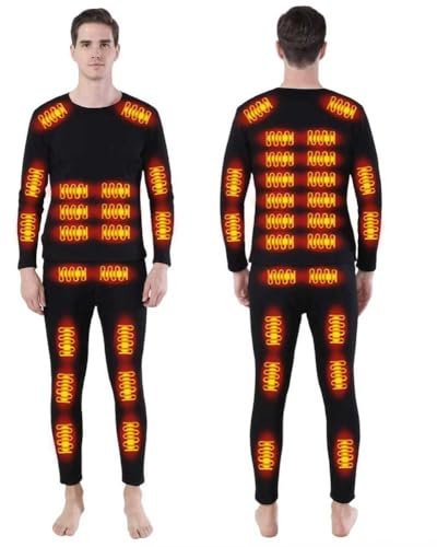 XQIDa durable Beheizte Thermal beheizbare Unterwäsche Set Herren,USB 42 Zonen intelligentes beheiztes Thermoober Tops & Bottoms Sets,Warm Ski Underwear & S-4XL