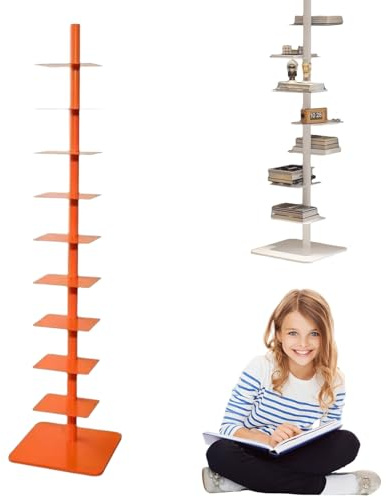 Estantería vertical tipo torre – Diseño que ahorra espacio para libros y decoración, ideal para espacios pequeños y oficina en casa