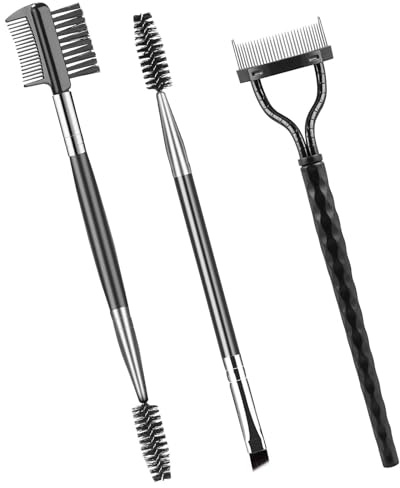 Eyebrow Brush Eyelash Separator Brow Comb & Lash Spoolie Professional Eye Makeup Tools (3 Pieces Set)