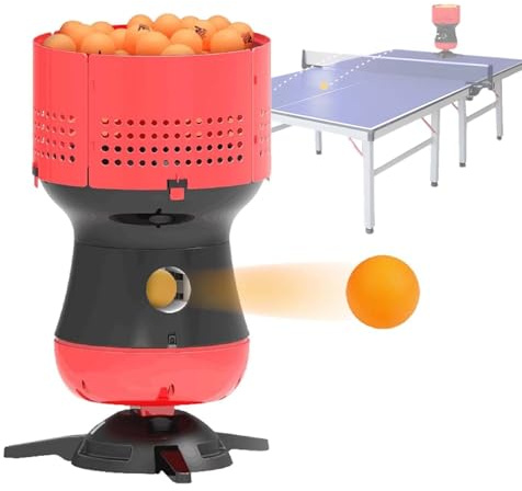 QFGain Robot Lanceur De Balles De Ping-Pong Automatique, Vitesse Jusqu'à 15 M/S, FréQuence Jusqu'à 30 Balles/Min, Rangement De Balles Amovible, Double Mode De Service (Droit Et Effet)
