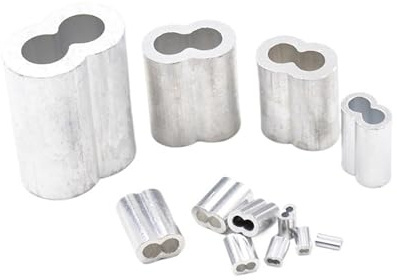 1-100 pezzi M1-M12 Manicotto a crimpare in alluminio con anello, ghiera for fune metallica, morsetto a doppio foro a forma di 8, clip fissaggio for, fibbia in Per Funi Metalliche E Terminali