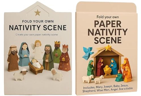 Scena Di Natività - 7,01x7,01 Pollici Di Carta Artigianale, Decorazione Da Tavolo Fatto A Mano Giocoso, Set Di Presepe Di Carta, Per Natale, Per Feste Casa Ufficio Scuola Da Tavolo Bordo F
