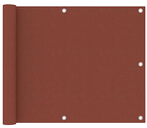 Mokuyary Protección visual para balcón, color rojo terracota, 75 x 300 cm, tela Oxford, revestimiento de balcón, cubierta opaca contra el viento para jardín, terraza, exterior