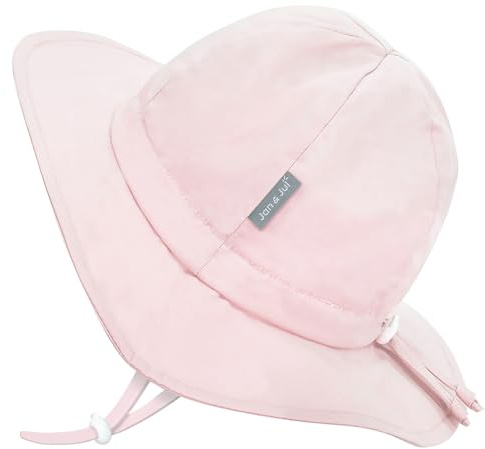 Jan & Jul Mädchen Baumwoll-Sonnenhut, Sommerstrandhut mit Kinnriemen für Kleinkinder (L: 2-5 Jahre, Zartrosa)