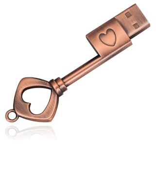 USB 2.0 Flash Drive,Retro Love Key Shape USB Memory Stick,Thumb Drive for Photos, Music, Files Storage (64, GB)