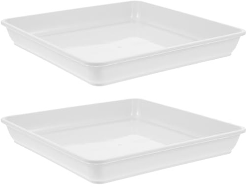Sosoport Sottovaso Quadrato Doppio per Piante 2 Vassoi in Plastica Bianca per Vasi Succulenti E Bonsai Base Anti Scivolo per Proteggere Superfici Interni Ed Esterni
