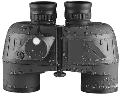 10x50 Marine-Militärteleskop for Erwachsene, wasserdicht, mit Entfernungsmesser, Kompass, BAK4-Prisma, HD-Vogelbeobachtung, kompatibel for die Jagd(Black1050)