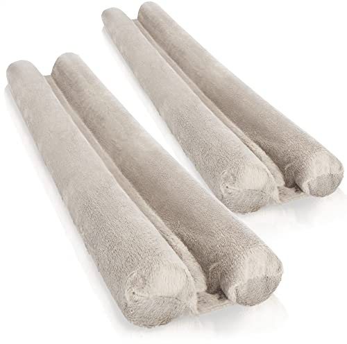 com-four® 2X Zugluftstopper für die Tür - Mikrofaser Türbodendichtung - Luftzugstopper mit Doppeldichtung - Schutz vor Luftzug und Lärm (02 Stück - Taupe)