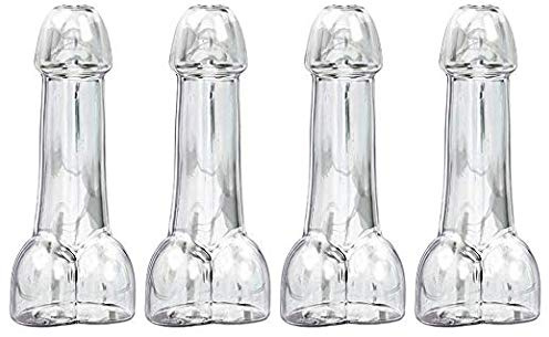 Alaman Penis-Glas mit Strohhalm, 100 ml, für Partys, Bar usw, glas, durchsichtig, 16 mm