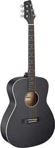 Stagg Akustikgitarre mit Lindenholzdecke für Linkshänder, Schwarz