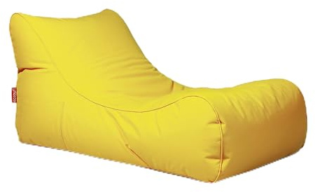 Ecopuf Wetterfester Outdoor Sitzsack Master Chaise Longue - Sitzsack mit Staufach und Griff - Wasserfester Stoffsack - Entspannungssessel - Wohnungseinrichtung - 115x65x60cm, Gelb M1
