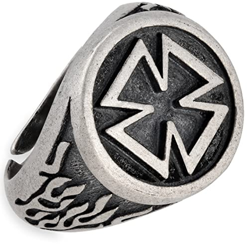 Anillo de Cruz para Hombre en Plata de Ley - Símbolo Sagrado con Llamas Laterales Estilo Gótico Motero - Joya de Impacto para Guerreros de la Fe - Hecho a Mano por Emmanuela