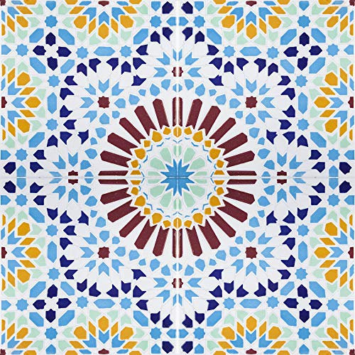 Cerames Orientalische Marokkanische Keramikfliesen Baha - dekorative Mosaikfliesen für das Badezimmer, die Küche, unter Treppen, Terrasse | Marokkanische farbige keramische fliesen 20x20 cm