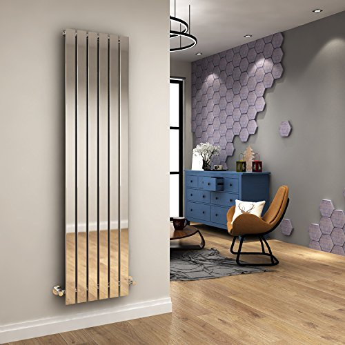 ELEGANT 1800 x 452 mm Chrome Vertical Radiator Single Flat Panel | Central Heating, Tall Upright Designer, For Hallway, Bathroom, Living Room