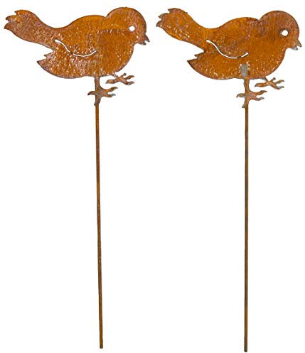 B2S BACK2SEASON Metall Stecker Vogel Edelrost Gartenstecker Rostfigur Dekoration 2er Set