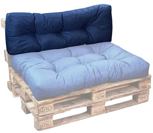 bananair - Palettenkissen Outdoor 120 x 40 cm Bequem - Robuster, UV-beständiger & Wasserabweisender Stoff - Ideal für Europaletten, Palettenmöbel, Palettensofa (Rückenkissen, 120 x 40 cm, ​​Blau)