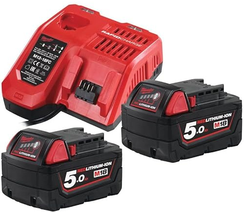 MILWAUKEE Kit Cargador + 2 BATERIAS M18 5.AMP NRG-502 4933471980