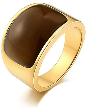 Banemi Ring für Den Kleinen Finger Herren, Edelstahl Ring Herren Vintage Edelstahl Braun Irregulär Zirkonia Valentinstag Mann Jungenring Größe 67 (21.3)
