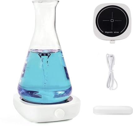 SWANSOFT 2000ml Magnetrührer Mini mit Magnetrührstäbe, 100-2000RPM Magnetrührer Klein, 220V, USB-Kabel, Portabel Magnetrührer für Brauen, Mixen Hefe, Labor (Weiß)