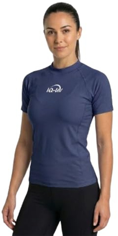 iQ-UV Shirt für Damen Kurzarm Slim-Fit – Rash Guard Schwimmshirt für Damen aus recyceltem Material – UV-Schutz Badeshirt zum Schwimmen, oder Sport – funktionales Surf-Shirt für Frauen