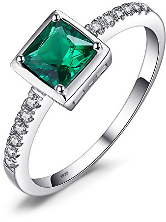 JewelryPalace Quadrat Schliff Edelstein Blauer Saphir Grüner Simulierter Smaragd Ring Damen, Schmuck Set, Verlobungsring Solitär Ring Silber 925 mit Stein, Ringe Frauen mit Zirkonia Rosegold Gold