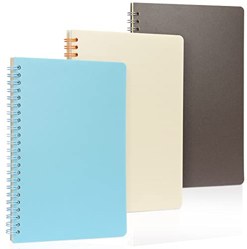 Simpolor 3 Stück A5 Spirale Notizbuch, Ruled Liniertes Notizbuch A5, 80 Blatt/160 Seiten Notizheft Skizzenblock, Notizblock für Schule Büro Reisen Arbeit Journal Tagebuch (Blau + Braune + Beige)