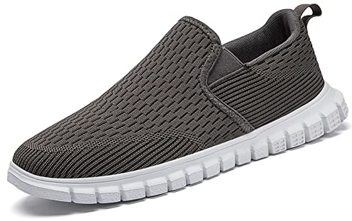 Oltyutc Baskets à Enfiler pour Homme - Chaussures de Course - Chaussures de Tennis - Confortables et Respirantes - Légères - pour Fitness Dunkelgrau 45 EU