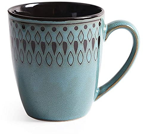 Set di stoviglie Vintage in gres per 4 Persone, Set di stoviglie Reaction Glaze, Include 8 Piatti (Tazza da 380 ml)
