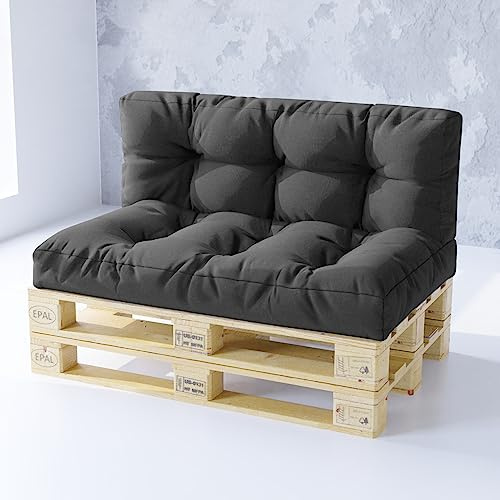 King Matratzen Palettenkissen Set für Europaletten - Premium Wasserdicht sitzkissen rückenkissen Indoor und Outdor 120x80 120x40 60x40 2 Farben (2er Set GRAU (13))