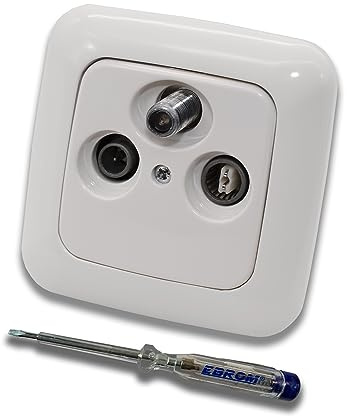 Busch Jäger SET: Unterputz 3-Loch Dose 47-2150 MHz, Enddose - Stichdose, Radio/TV/SAT-Kompatibilität. Inkl. ReflexSi alpinweiß 1fach Rahmen + Abdeckung + EBROM Phasenprüfer zur Montage des Geräts