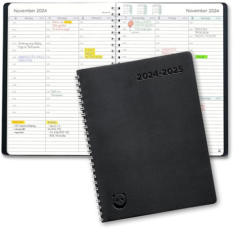 Terminplaner 2024 2025 von SmartPanda - Wochenplaner A5, Schulplaner – Softcover Tagebuch, 30 Minuten-Intervalle – Juli 2024 - August 2025 - auf Deutsch