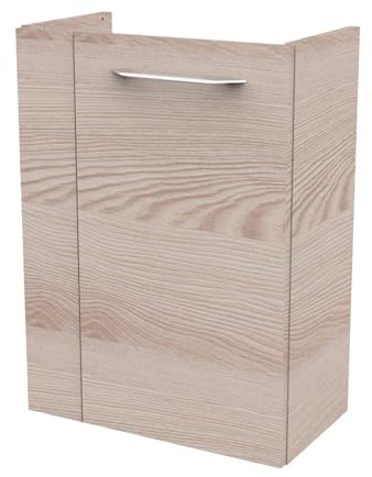 FACKELMANN B.CLEVER Waschbeckenunterschrank schmal – Unterschrank für Waschtisch im Gäste-WC (44 cm x 60 cm x 24,3 cm) – Türanschlag rechts - Front Braun hell- Korpus Braun hell