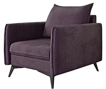 S-Style Möbel Nina Sessel Für Wohnzimmer Moderner Polstersessel Für Schlafzimmer Loungesessel Clubsessel Wartezimmer Einzelsessel Mit Schwarzen Metallfüßen Sofa Sessel & Stühle Lila 74x91x86 cm