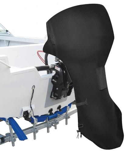 Außenborder Abdeckung, Viele Größen, 100% wasserdicht 600D Oxford Bootsmotorabdeckung, Schwerlast Reißfest Persenning für Außenbordmotor, geeignet für Außenborder (6-15HP/PS（140 * 110cm）,Black)