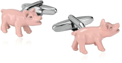 Dsnyu Manschettenknöpfe Herren Rosa, Manchettenknoepfe Set Herren Baby Kleines Schweinchen Edelstahl Hemd Anzug Schmuck mit Geschenkbox