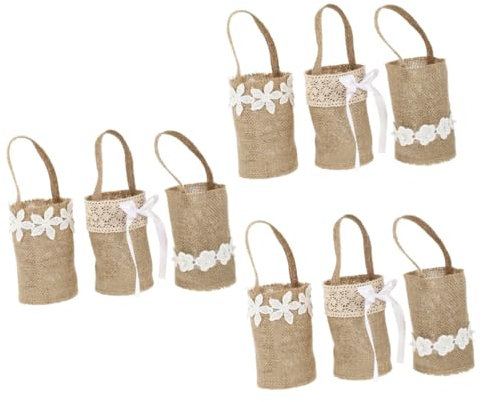 Garneck 3er-sets Mit Griff Für Hochzeit Blumenmädchen Leinenkörbe Handaufbewahrung Für Früchte Süßigkeiten Blütenblätter Heimdekoration 3 Stück X 3