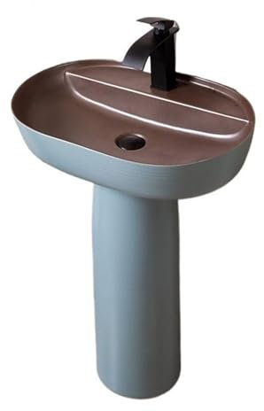 Standwaschbecken Keramik-Waschbecken mit Standfuß, elegantes blaues Standwaschbecken, 2-teiliges Badezimmer-Säulenwaschbecken, Waschtisch-Waschbecken for den Außenbereich im Innenhof Standwaschbecken(