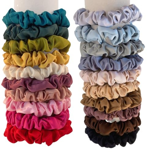 Haargummis Seide, 20 Stück Seide Haarringe Damen, Premium Satin Haargummis, Pferdeschwanzhalter Haarband aus Seide, Weiche Elastische, MEHRWEG, für Damen Frauen Mädchen, mehrfarbig