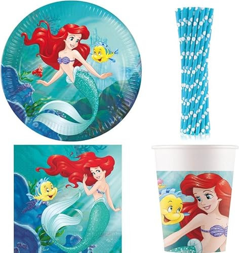 Playflip Arielle die Meerjungfrau Geburtstagsdeko Kindergeburtstag Partyset Ariel