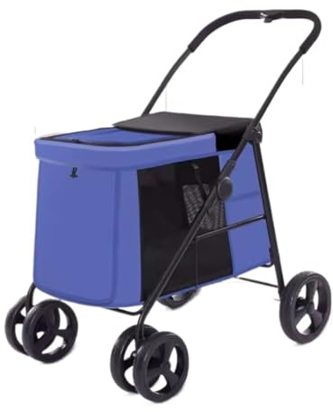 Hundbarnvagn Hundvagn Kattvagn Hopfällbar Husdjursvagn Med 4 Hjul Bärbar Hundvagn Kattvagn För Medelstora Hundar Katter Husdjursvagn Husdjur Buggy(Blue)
