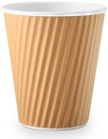 Eco Planet Disposables - 12 oz Triple Walled Squat Compostable Ripple Paper Cups (Pack of 25) Perfect for hot or Cold Takeaway Drinks - Fully compostable
