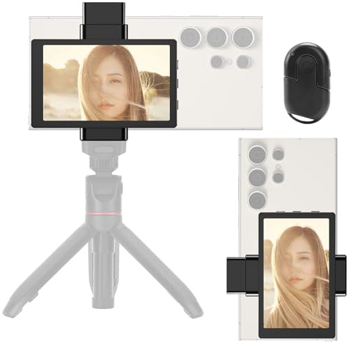 Newmowa Telefon Vlog Selfie Monitor Skärm för Samsung, Stöder 4K/1080p-inspelning, Bakre Kameraskärm med Magnetiskt Telefonklämma för Selfie Vlog TikTok Livestream (Ej för Google-telefoner)
