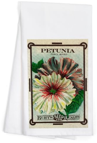 Lantern Press Petunia Seed Packet (100% Cotton Tea Towel, Decorative Hand Towel, for Kitchen and Home)
