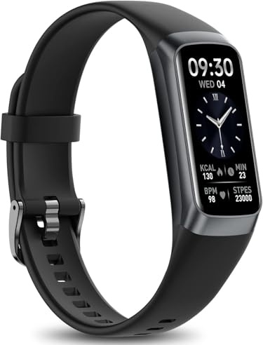 Fitness Tracker for Men Women-24/7 Heart Rate, Step Counter,IP68 Waterproof Activity Tracker with 25 Sport Modes with 1.1 AMOLED Touch Color Screen with Android and iOS Phones (Dark night black)