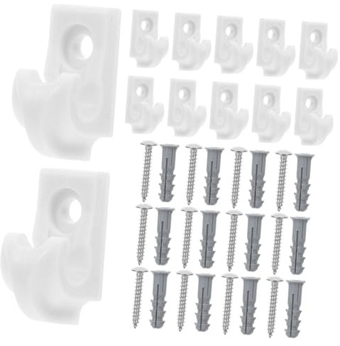 Uonlytech 12pièces Clips Muraux Blancs pour Étagères De Placard Supports De Rayonnage Plastique avec Vis Et Tubes Extension Accessoire Pratique pour Rangement De Câbles Et Étagères