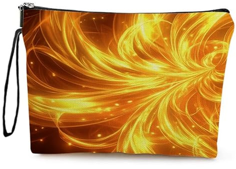 Kosmetiktasche Goldene Blumen Schminktasche Tragbare Reise Kosmetiktasche Set,Klein Niedliche Vielseitige Geldbörse Klein, Kosmetiktasche Damen,Reißverschlusstasche Kosmetik Tasche